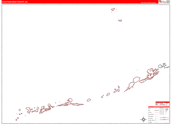 Aleutians West Borough (County), AK Carrier Route Wall Map